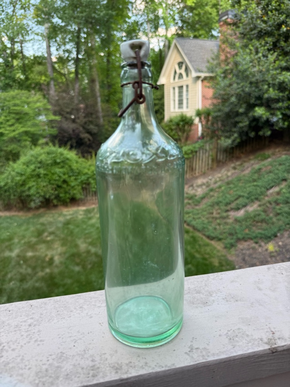 Moxie Soda Bottle Green Glass with Ceramic Stopper vintage